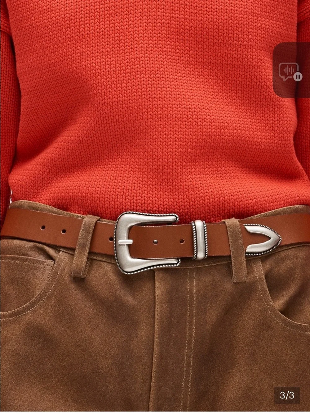 J. Crew Western buckle belt in Italian leather - Silver Buckle brown leather